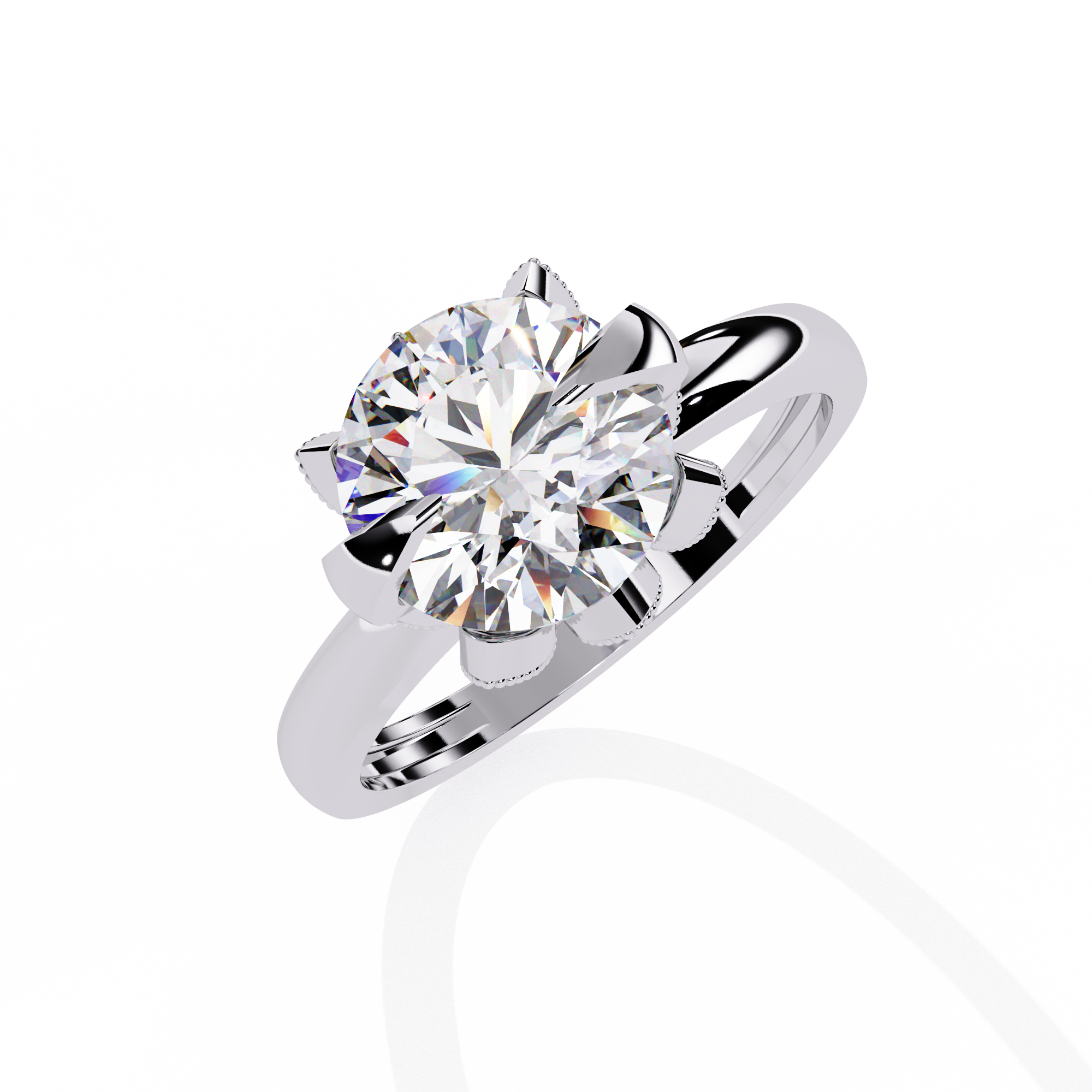 Solitairekart-3.17 CT Brilliant Round Lab Grown Diamond Solitaire Ring
